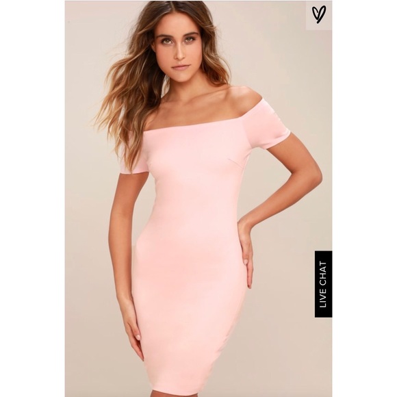 Lulus Dresses & Skirts - ME OH MY BLUSH PINK OFF-THE-SHOULDER BODYCON DRESS